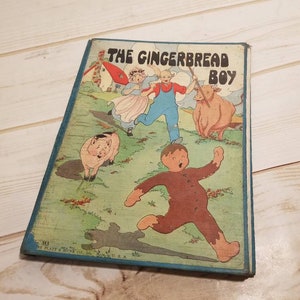 El niño de jengibre de Watty Piper, libro ilustrado antiguo, libro de cuentos clásico, libro ilustrado de los años 20, libro de dibujos animados antiguo, libro de cuentos de los años 20,