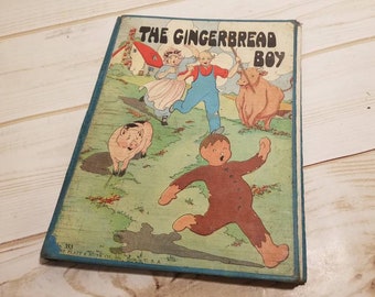 The Gingerbread Boy by Watty Piper, Vintage Illustrated Book, Classic Storybook, 1920s Picture Book, Old Cartoon Book, 1920's Story Book,