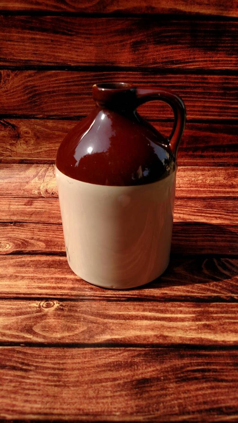 McCoy Stoneware, Rustic Bar Decor, Country Man Cave, Whiskey Jug, Two Tone Stoneware, McCoy Pottery, Cabin Decor, Handled Jug, Mantel Decor image 10