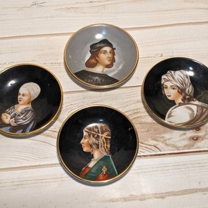 Made In Occupied Japan Andrea S Hand Painted Miniature Portrait Hanging Plates