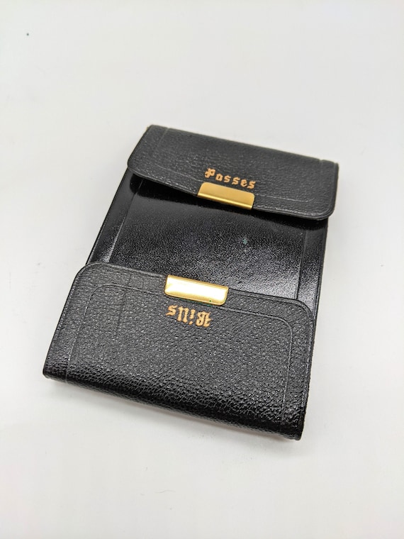 English Morocco Cash Passport Leather Wallet Vintage Black Wallet