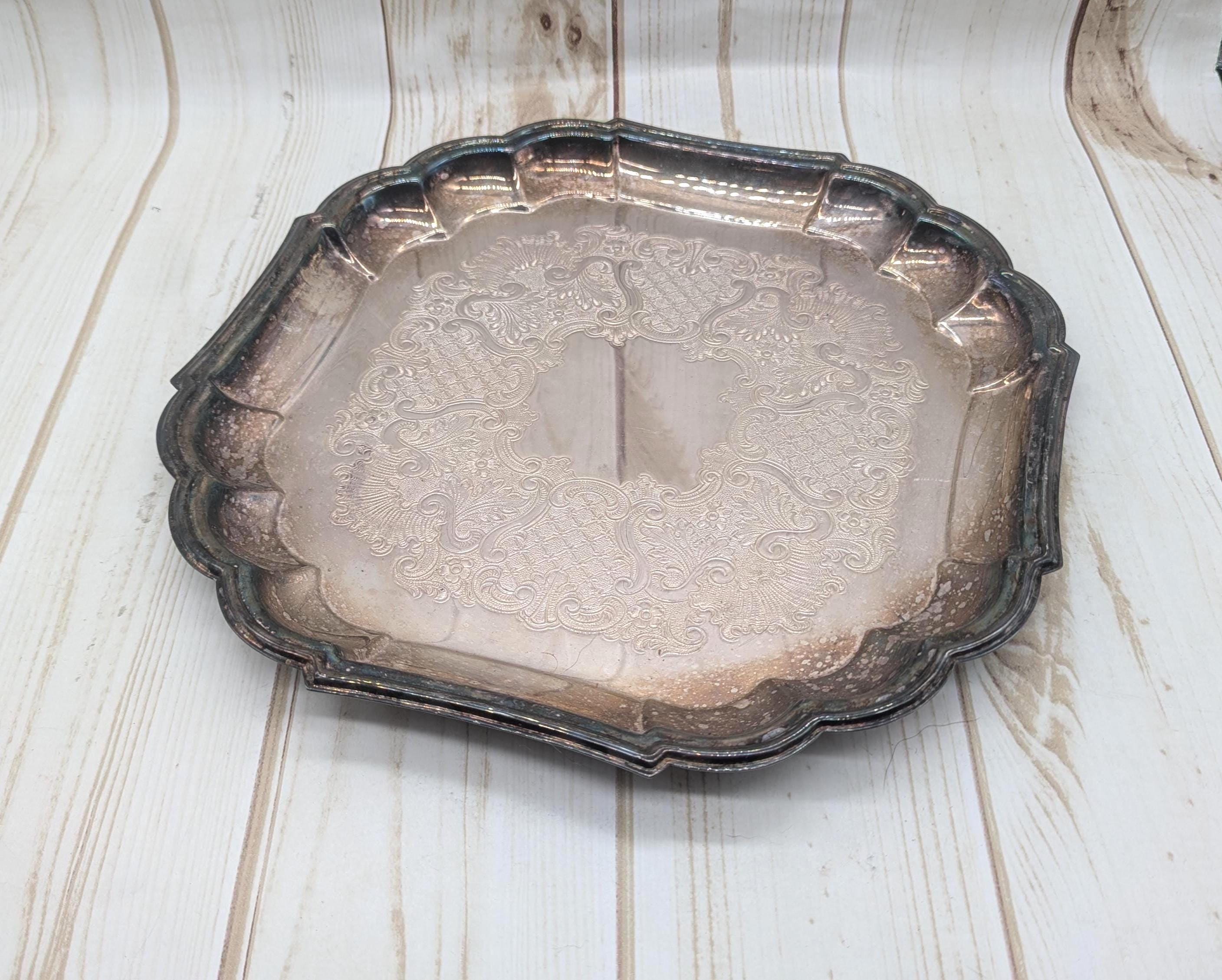 【Gorham】 ギャラリートレー【シルバープレート】63cm ハンドル付 Gorham Heritage EP Silver Tray – Baroque Scroll Pattern YH27 - Etsy