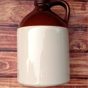 McCoy Stoneware, Rustic Bar Decor, Country Man Cave, Whiskey Jug, Two Tone Stoneware, McCoy Pottery, Cabin Decor, Handled Jug, Mantel Decor image 2