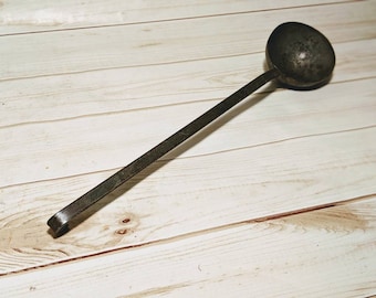 Cast Iron Blacksmiths Ladle, Man Cave Workshop Decor, Cast Iron Primitive Tools Decor, Country Decor,  Hunters Gift, Hunting Decor for Men