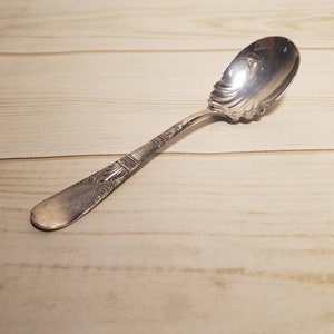 James W Tufts Victorian Silverplate Berry Spoon, Silver Plated Flatware, Unique Spoon Gift, 1800's Antique Spoon, Decorative Spoons image 2