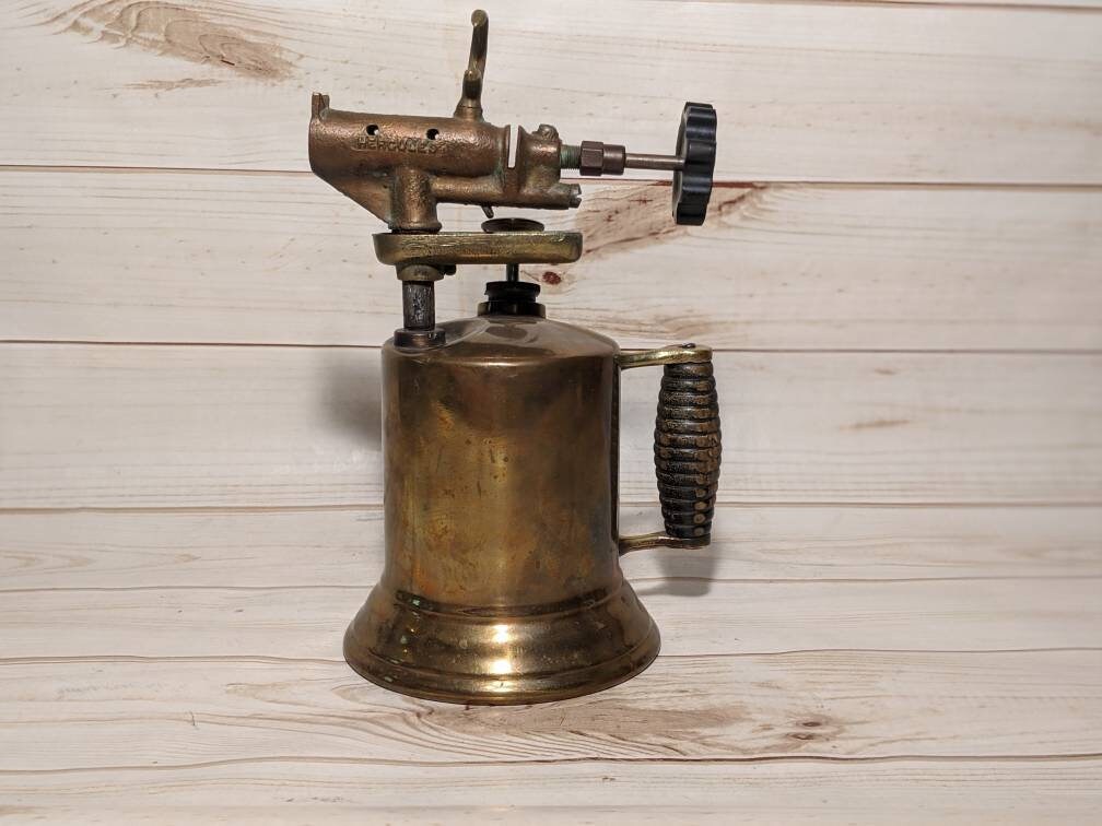 Antique Brass Blow Torch Hercules, Rustic Man Cave, Industrial Decor