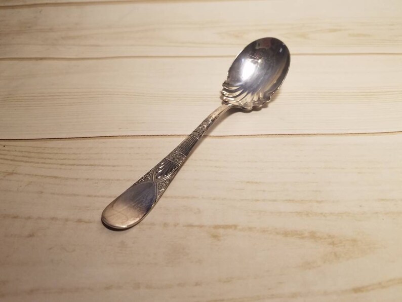 James W Tufts Victorian Silverplate Berry Spoon, Silver Plated Flatware, Unique Spoon Gift, 1800's Antique Spoon, Decorative Spoons image 4