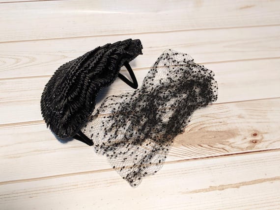 1940s Womens Black Calot Hat / Juliet Cap / Half … - image 4