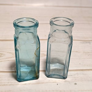 Old Bottles Set of 2, Assorted Small Bottles, Rustic Bathroom Decor for Shelves