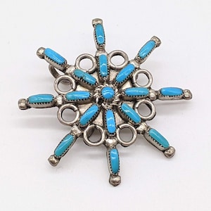 Türkis Petit Point Cluster Brosche - Vielseitige Silbernadel oder Anhänger