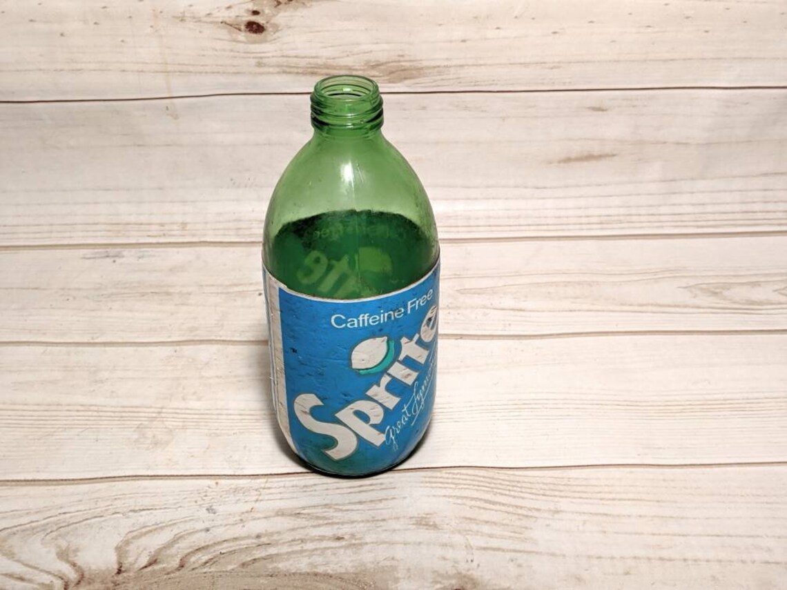 Retro Sprite Soda Bottle With Label, Retro Diner Decor, Old Soda