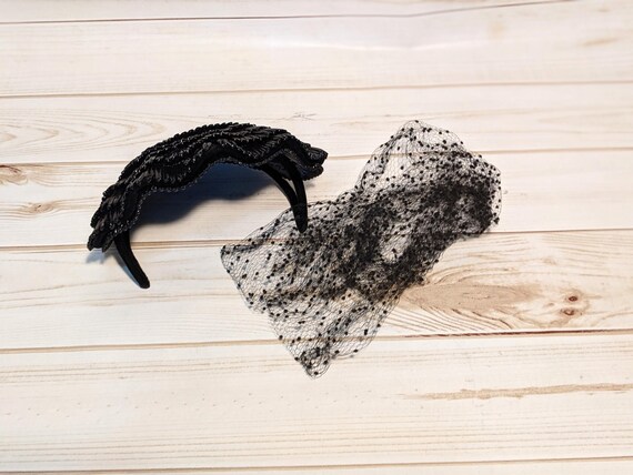 1940s Womens Black Calot Hat / Juliet Cap / Half … - image 6