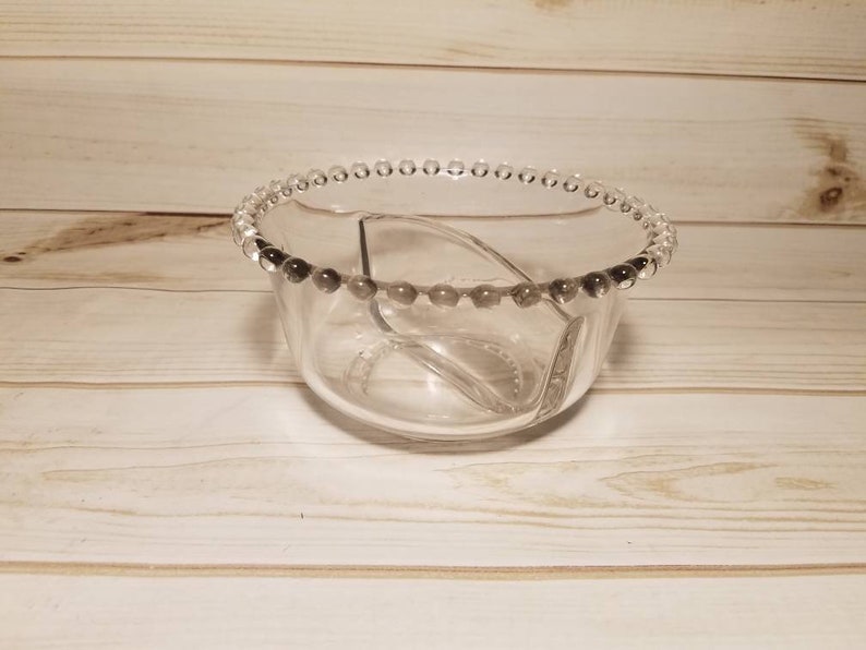 Glass Anniversary Gift for Him Imperial Glass Beaded Glass Bowl Candlewick Glassware Retro Divided Glass Dish Houswarming Gifts Cooking