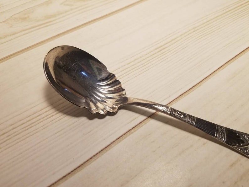 James W Tufts Victorian Silverplate Berry Spoon, Silver Plated Flatware, Unique Spoon Gift, 1800's Antique Spoon, Decorative Spoons image 3