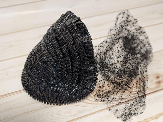 1940s Womens Black Calot Hat / Juliet Cap / Half … - image 1