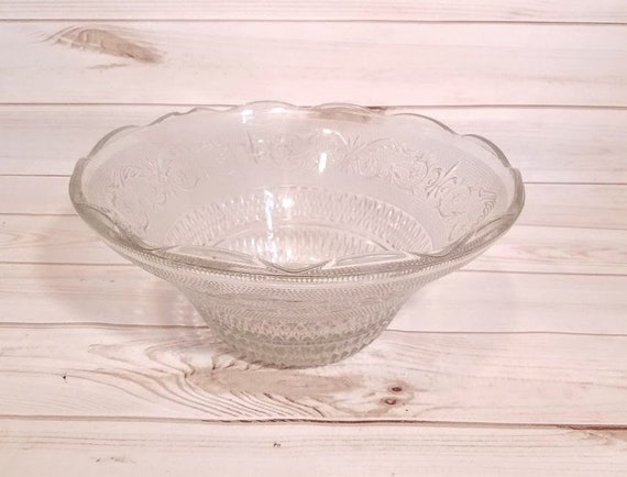 Große Pressglas Bowle Schüssel: Mid-Century Urlaub Serviergeschirr