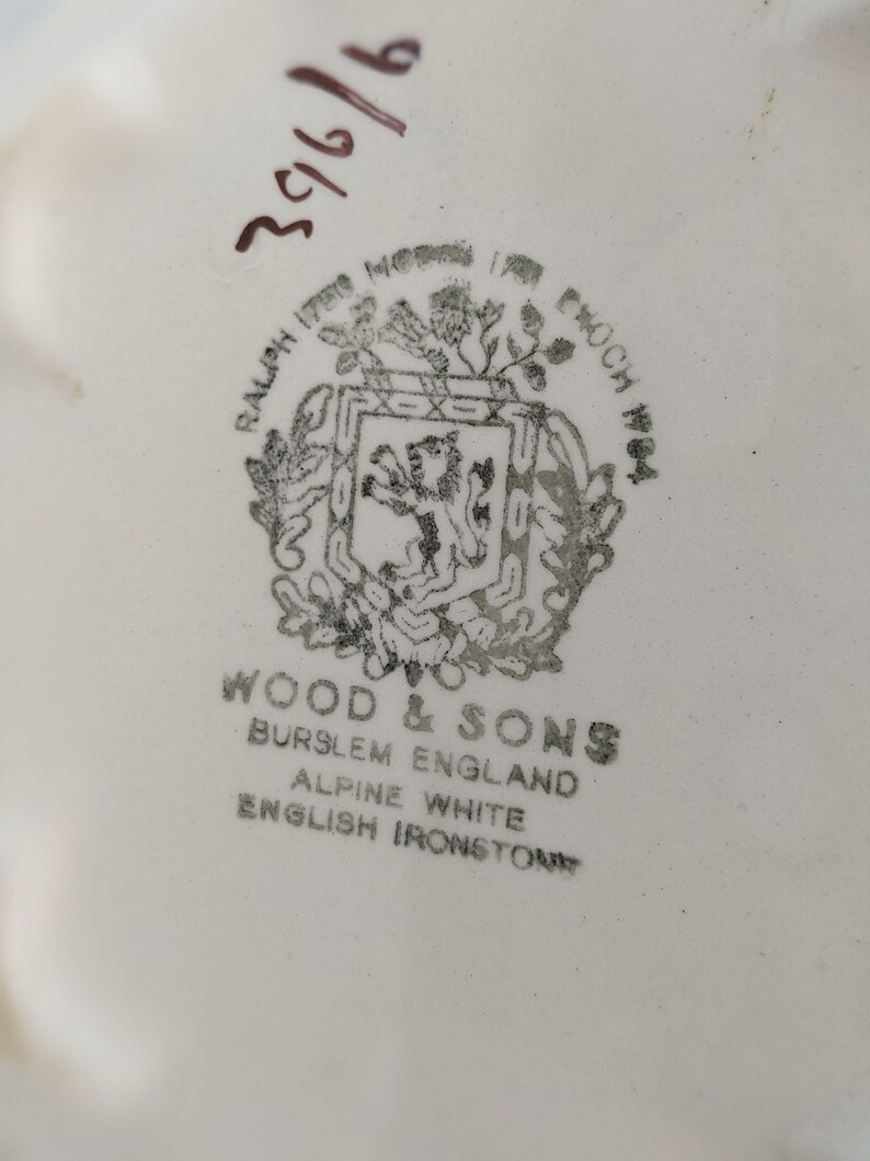 1940s Wood and Sons Burslem England Teapot Alpine White Ironstone River