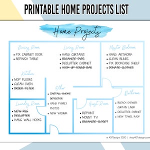 Printable Home Projects List | Home To Do List | Digital Download | Honey Do List | Printable PDF | Home Checklist | House Projects List