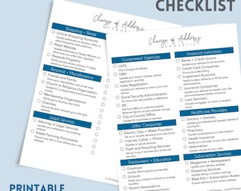 Change of Address Checklist | Digital Download | Moving Checklist | New Address Checklist | Printable PDF | Moving To Do List | Moving Plan