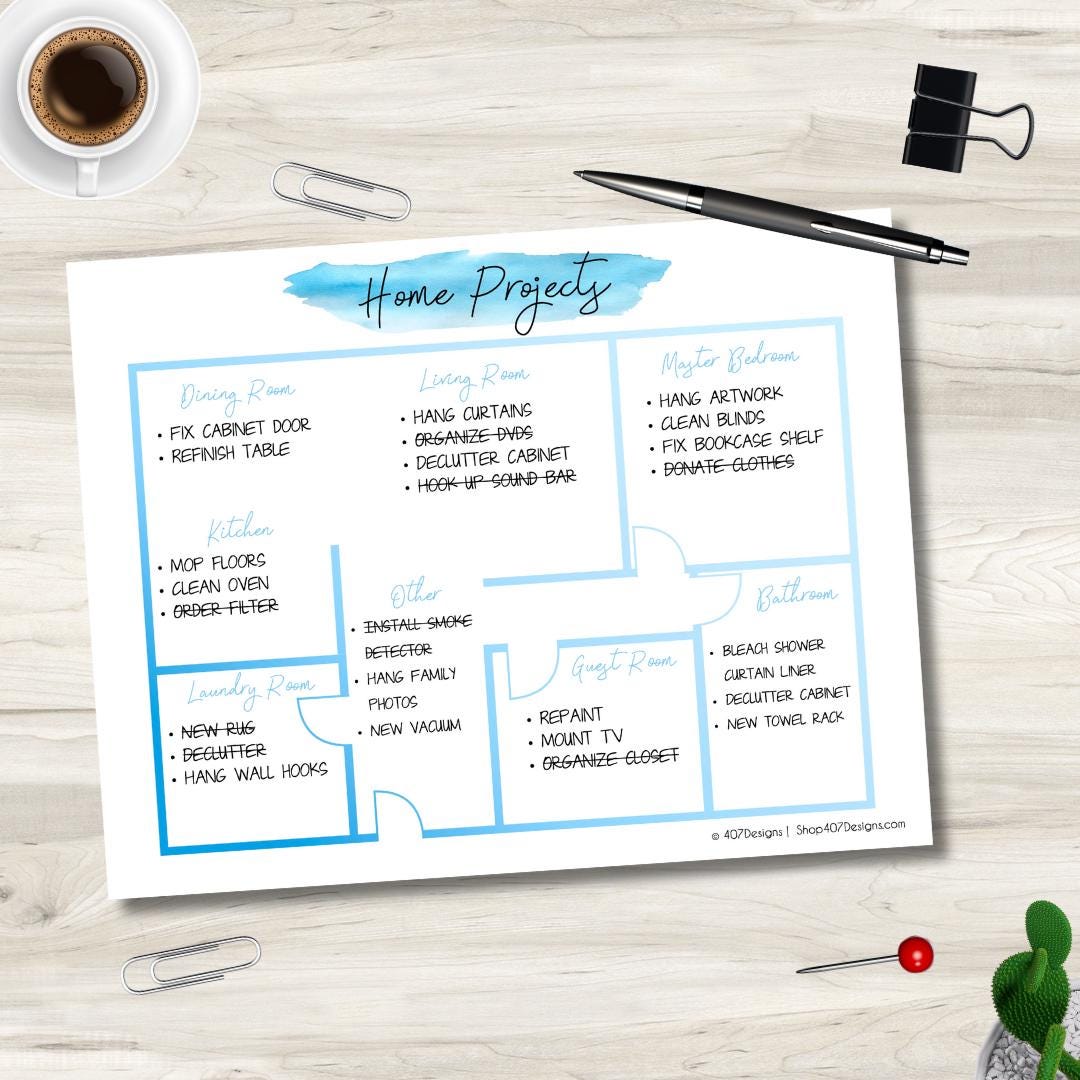 Home Program List Printable Home Projects List | Home to Do List | Digital Download ...