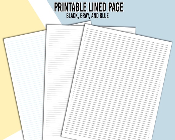 printable lined page digital download filler paper pdf etsy