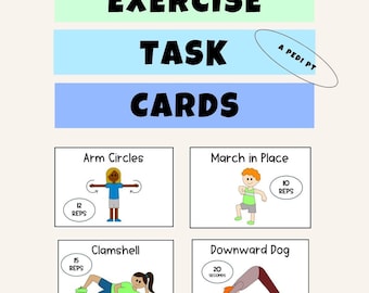 30 Exercise Task Cards | Editable Repetitions for PT, OT, Phys Ed