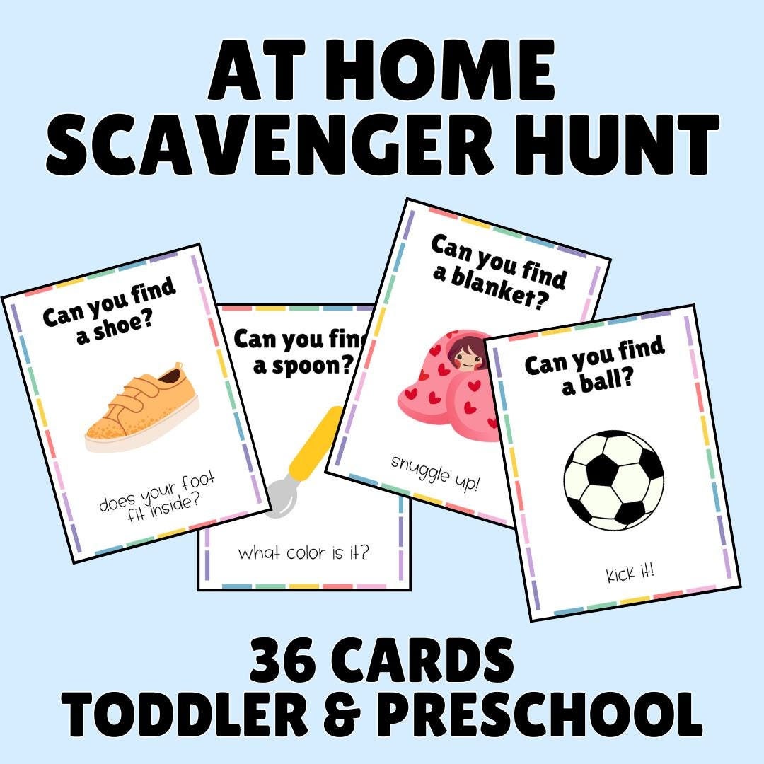 At-home Scavenger Hunt Game | 36 Printable Cards | Educational Kids ...