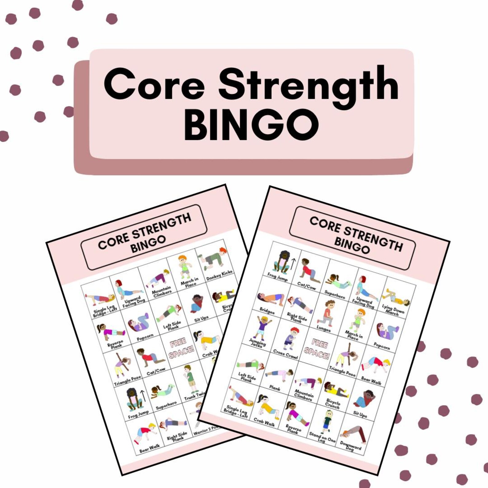 Exercise & Core Strength Bingo Bundle | PT, OT, Phys Ed Printable - Etsy