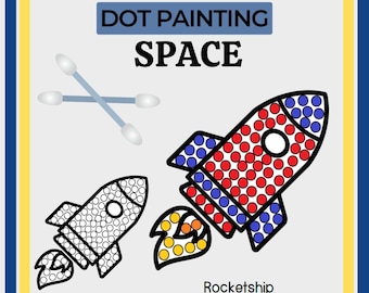 細かい運動能力 綿棒を使ったドット絵 | 宇宙の印刷可能なアクティビティ