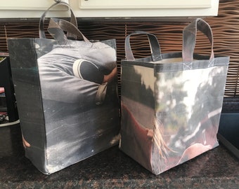 Bolsa de abarrotes reutilizable / Heavy Duty Canvas / Eco Friendly / Recycled Banners