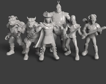 Mutant Ninja Turtle Schurken 36 mm Tabletop RPG Miniaturen Set 3D Gedruckt Resin