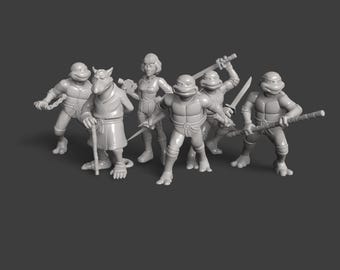 Mutant Ninja Turtle Heroes 36mm Tabletop RPG Miniatures Complete Set 3D Printed