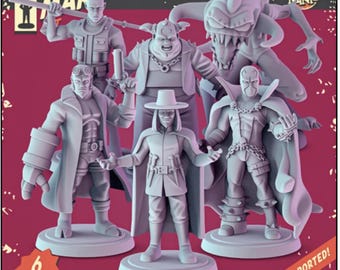 Set di Antieroi Oscuri, miniature per diorama da tavolo per giochi di ruolo da 36 mm, stampate in 3D in resina.