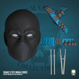 Kit Snake Eyes Ninja Force : accessoires pour figurine articulée imprimée en 3D à l’échelle 6 pouces (résine non peinte)