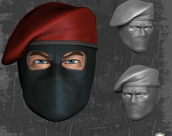 Ocelot Unit GI Joe Head  1:12 Scale 3D Printed Resin Unpainted 6 Inch
