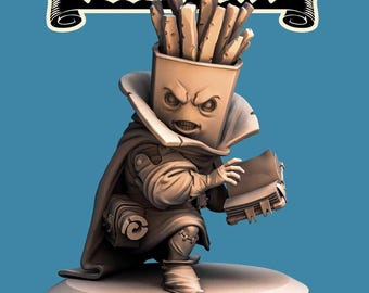 French Fries Warlock Food Fight 32mm 75mm Tabletop RPG Miniature 3D Printed Resi