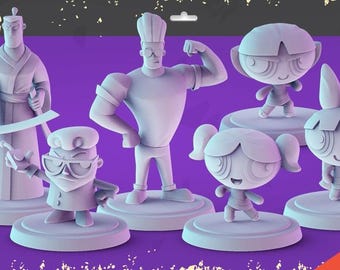 Classic 90s Cartoon Heroes 34mm Tabletop RPG Miniatures 3D Printed Resin V2