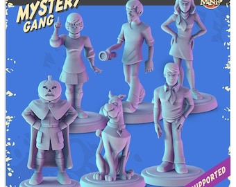 Mystery Gang Cartoon 36mm Tabletop RPG Miniatures Complete Set 3D Printed V2