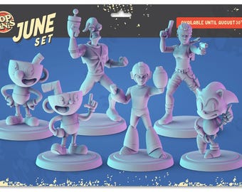 Set di eroi dei videogiochi, miniature da tavolo per giochi di ruolo da 34 mm, stampate in 3D in resina, non dipinte.