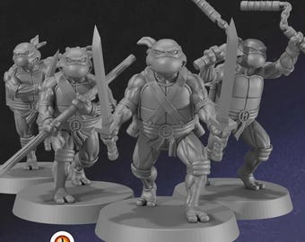 Mutant Ninja Turtle Heroes 32mm Tabletop RPG Miniatures Complete Set 3D Printed