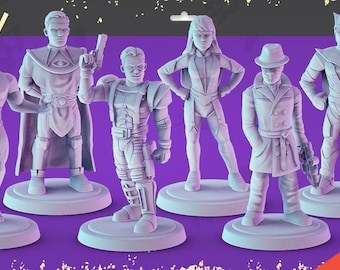 Vigilante Superhero Team 34mm Tabletop RPG Miniatures 3D Printed Resin V2