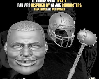 NFL Lineman Soldier The Fridge Kit Head Sculpt 1:12 Scale 3D Printed Resin