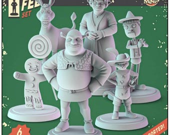 Set completo di miniature per gioco di ruolo da tavolo "Ogre Swamp Fairy Tale" da 36 mm, stampate in 3D in resina.