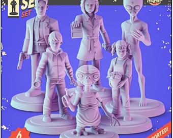 Alien Visitor Komplett Set 6x 36 mm Tabletop RPG Dioramen 3D Gedruckt Resin