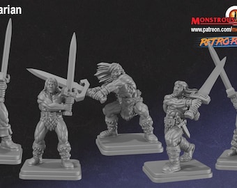 Fantasy Quest Barbarians Miniatures 32mm Tabletop RPG 3D Printed Resin Unpainted