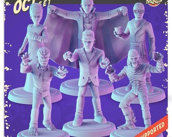 Classic Horror Monster Set 34 mm Tabletop RPG Miniaturen 3D Gedruckt Resin unbemalt