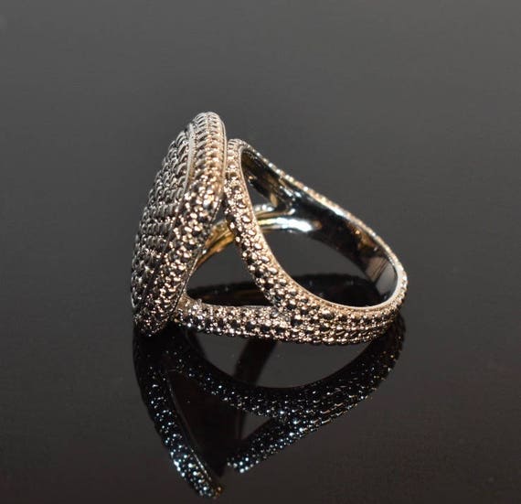 Sterling Silver Diamond Statement Ring, Vintage J… - image 5