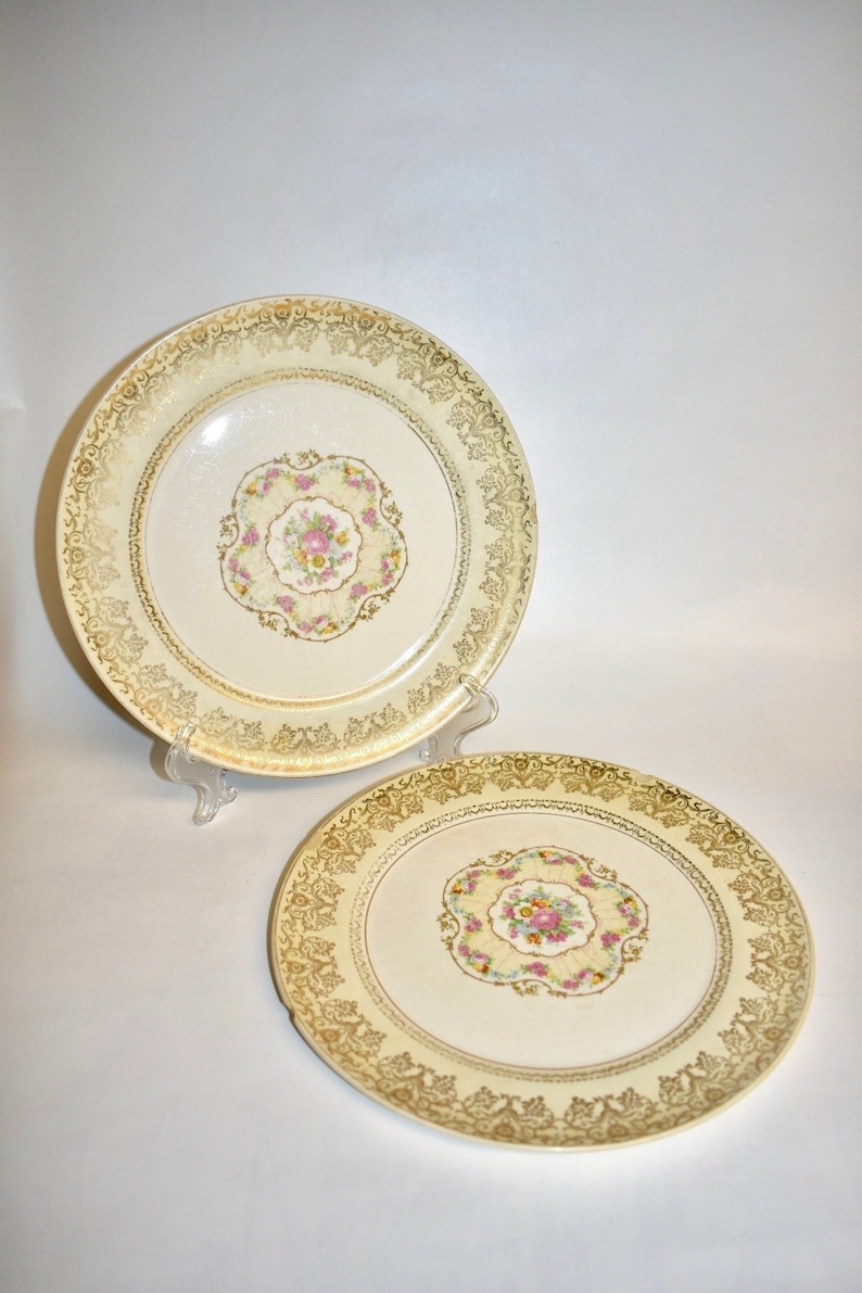 Vintage Limoges Plates Made in USA 22K Gold Dinner Plates 22k Warranted Gold 3335