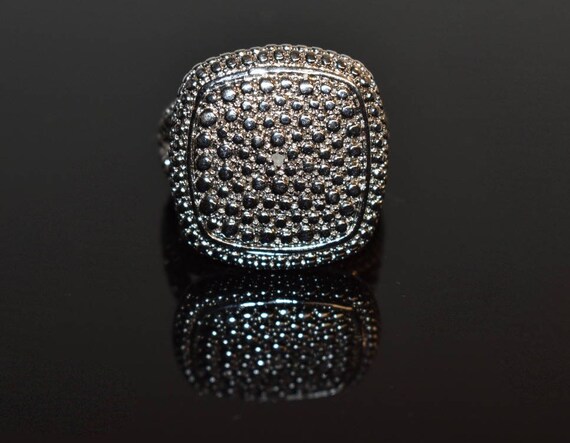 Sterling Silver Diamond Statement Ring, Vintage J… - image 2