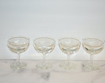 Vintage Mid Century Champagne Coupe Glasses, Vintage Coupe Glass, Cocktail Glasses, Bar Glasses, 1950s Barware Glass (4210)